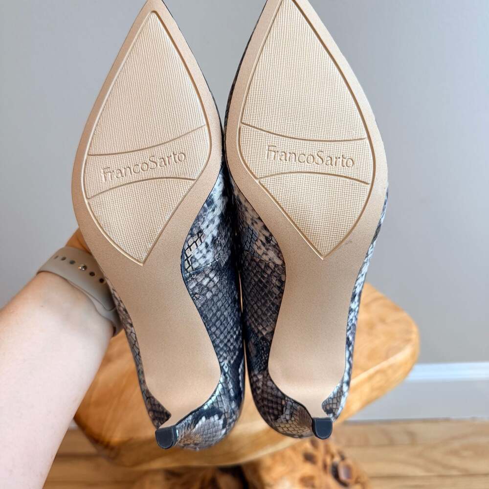 Franco Sarto Tudor Snake-Print Pointed Toe Kitten Heel Pumps Size 6.5 - Picture 5 of 7